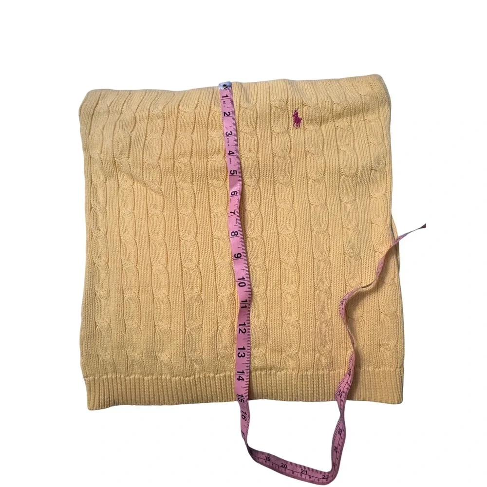 Ralph Lauren Yellow Cable Knit Halter Tube Top Pink Pony Cotton Size L - Picture 6 of 7